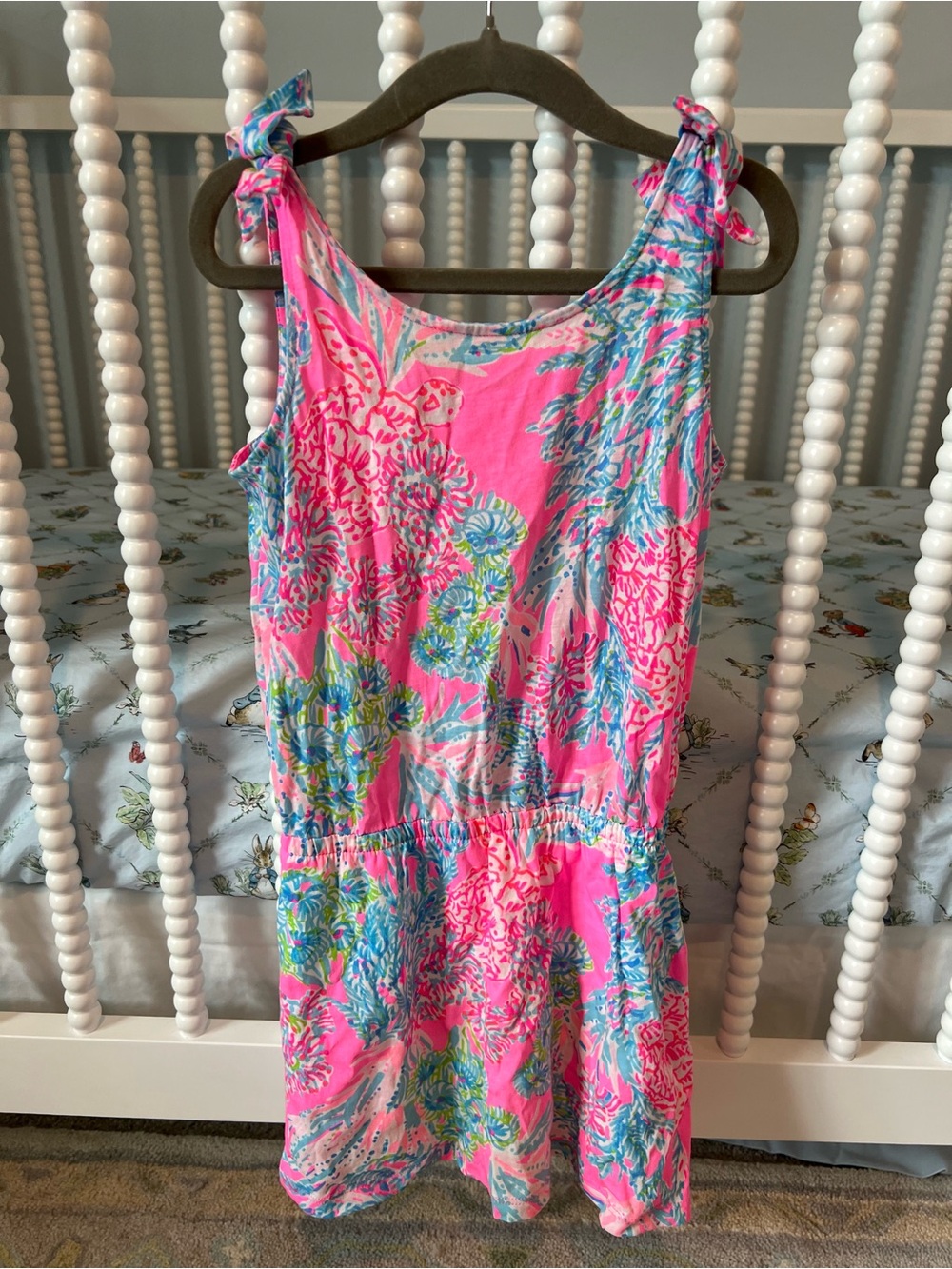 Girls' Pink Floral Tie-Shoulder Sundress with built in shorts